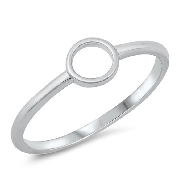 Open Circle Fertility Modern Ring New .925 Solid Sterling Silver Band Sizes 4-10