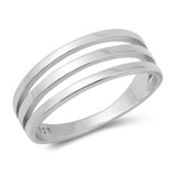 Tri Band Modern Statement Fashion Ring New .925 Solid Sterling Silver Sizes 5-10