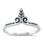 Polished Laurel Filigree Swirl Leaf Sterling Silver Ring Sizes 4-10