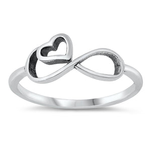 Infinity Heart Love Promise Ring New .925 Solid Sterling Silver Band Sizes 4-10