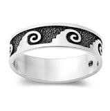 Oxidized Traditional Wave Ring New .925 Sterling Silver Band Sizes 5-12