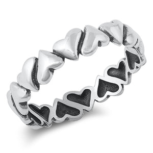 Eternity Heart Love Promise Ring New .925 Solid Sterling Silver Band Sizes 4-10