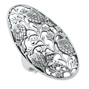 Vintage Large Owl Fashion Unique Ring New .925 Sterling Silver Band Sizes 6-12