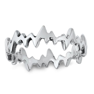 EKG Heart Beat Wholesale Ring New .925 Solid Sterling Silver Band Sizes 5-10