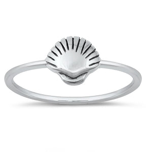 Sea Shell Oxidized Beautiful Ring New .925 Solid Sterling Silver Band Sizes 4-10