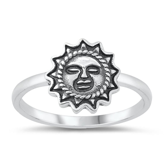 Hippy Gipsy Oxidized Sun Classic Ring New .925 Sterling Silver Band Sizes 4-10