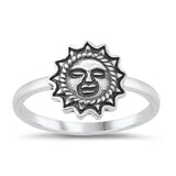 Hippy Gipsy Oxidized Sun Classic Ring New .925 Sterling Silver Band Sizes 4-10