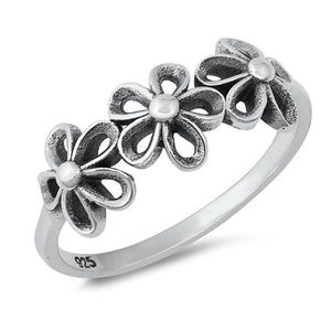 Retro 60's Daisy Chain Polished Ring New .925 Sterling Silver Band Sizes 4-10