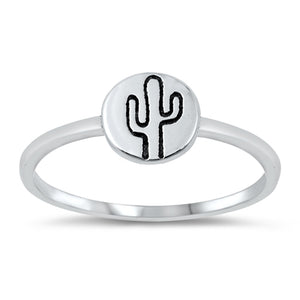 Classic Cactus Coin Unique Ring New .925 Solid Sterling Silver Band Sizes 4-10