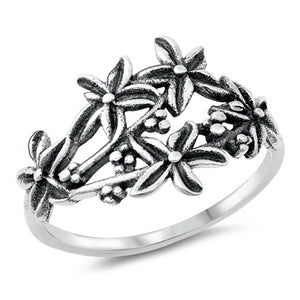 Plumerias Flowers Bali Cute Ring New .925 Solid Sterling Silver Band Sizes 4-10