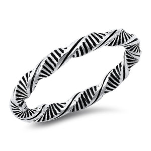 Twisted Bali Oxidized Classic Ring New .925 Sterling Silver Band Sizes 4-10