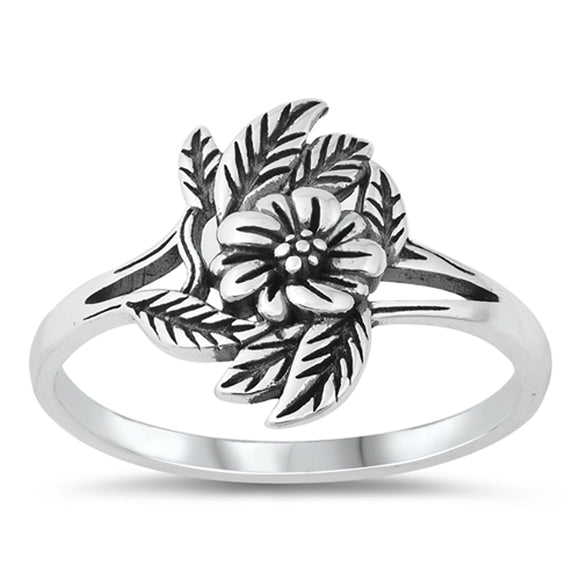 Oxidized Flower Leaves Classic Ring New .925 Sterling Silver Band Sizes 5-10