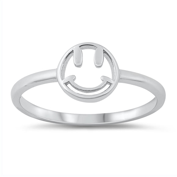 Open Happy Face Unique Ring New .925 Sterling Silver Band Sizes 4-10