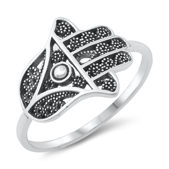 Oxidized Bali Hamsa Promise Ring New .925 Solid Sterling Silver Band Sizes 5-10