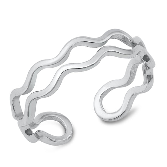 Double Wave Thin Line Wrap Ring New .925 Sterling Silver Band Sizes 4-10