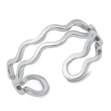 Double Wave Thin Line Wrap Ring New .925 Sterling Silver Band Sizes 4-10