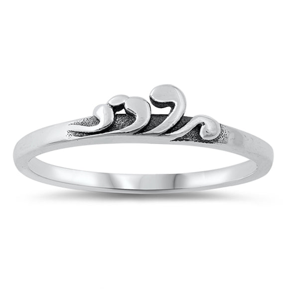 Simple Unique Wave Fashion Ring New .925 Solid Sterling Silver Band Sizes 4-10