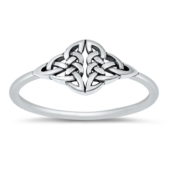 Ornate Celtic Triquetra Knot Ring New .925 Sterling Silver Band Sizes 4-10