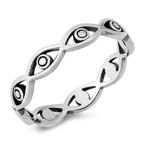 Repeating Eye Cutout Halo Ring New .925 Sterling Silver Band Sizes 4-10