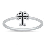 Cute Tiny Curly Cross Ring New .925 Sterling Silver Band Sizes 4-10