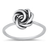 Elegant Twist Knot Rose Flower Ring New .925 Sterling Silver Band Sizes 5-10