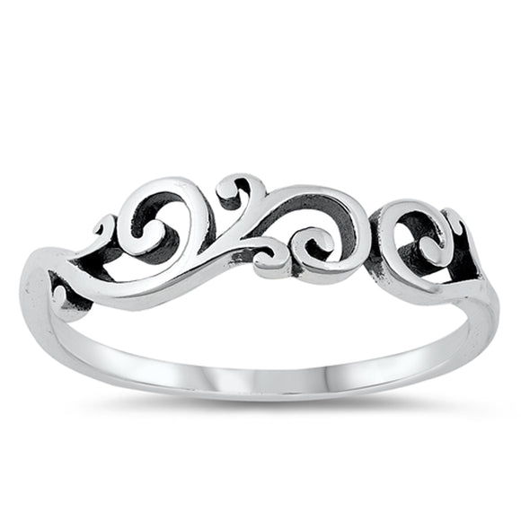 Swirl Vintage Oxidized Classic Ring New .925 Sterling Silver Band Sizes 4-10