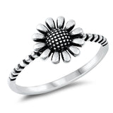 Oxidized Flower Rope Ring New .925 Sterling Silver Band Sizes 4-12