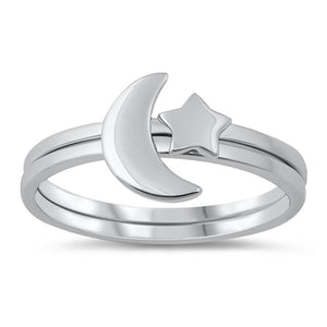 Star and Crescent Moon Wholesale Ring New .925 Sterling Silver Band Sizes 5-10