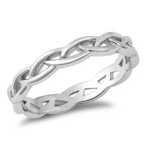 Braided Wire Ring Cute Modern New .925 Solid Sterling Silver Band Sizes 4-10