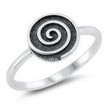 Oxidized Hypnotic Spiral Cute Ring New .925 Sterling Silver Band Sizes 4-10