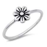 Oxidized Daisy Polished Retro Ring New .925 Sterling Silver Band Sizes 4-10