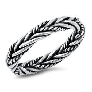 Oxidized Braided Rope Wholesale Ring New .925 Sterling Silver Band Sizes 5-12