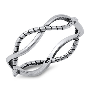 Infinity Rope Unique Fashion Ring New .925 Solid Sterling Silver Band Sizes 4-10