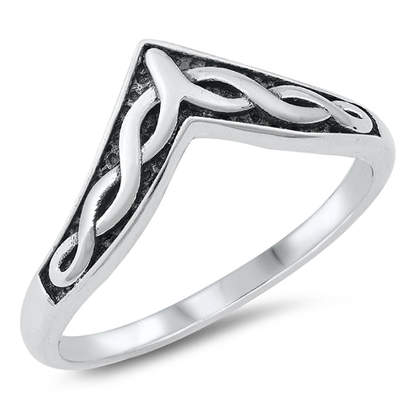 Elegant Celtic Twist Knot Chevron Ring New .925 Sterling Silver Band Sizes 5-10