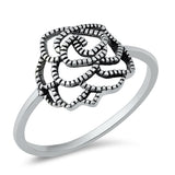 Unique Rope Rose Outline Ring New .925 Sterling Silver Band Sizes 5-10