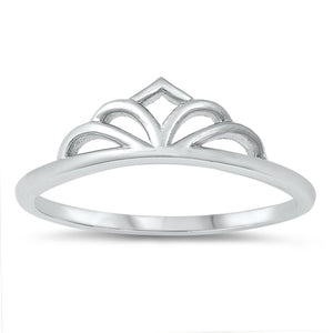 Cute Cutout Dome Princess Tiara Ring New .925 Sterling Silver Band Sizes 4-10