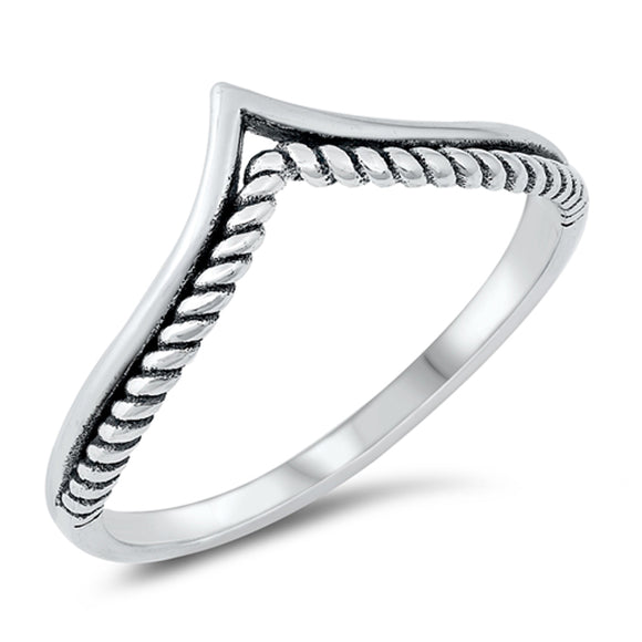 Double Stacked Rope Twist Chevron Ring New .925 Sterling Silver Band Sizes 4-12