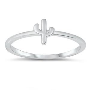 Cute Tiny Boho Southwest Cactus Plant Ring .925 Sterling Silver Band Sizes 4-10