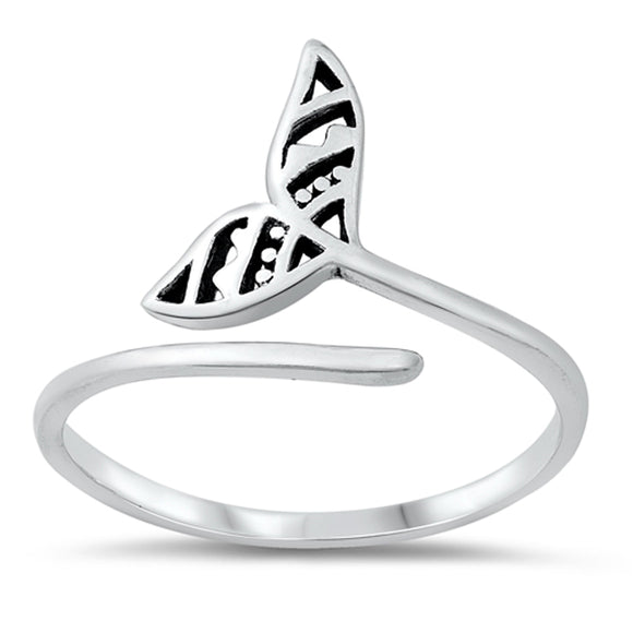 Unique Cutout Mermaid Tail Wrap Ring New .925 Sterling Silver Band Sizes 4-10