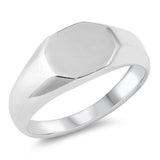 Signet Engravable Polished Ring New .925 Solid Sterling Silver Band Sizes 5-12