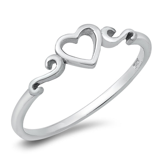 Filigree Swirl Promise Heart Cutout Ring .925 Sterling Silver Band Sizes 4-10