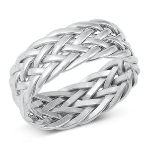 Braided Loyalty Friendship Polished Ring .925 Sterling Silver Band Sizes 7-12