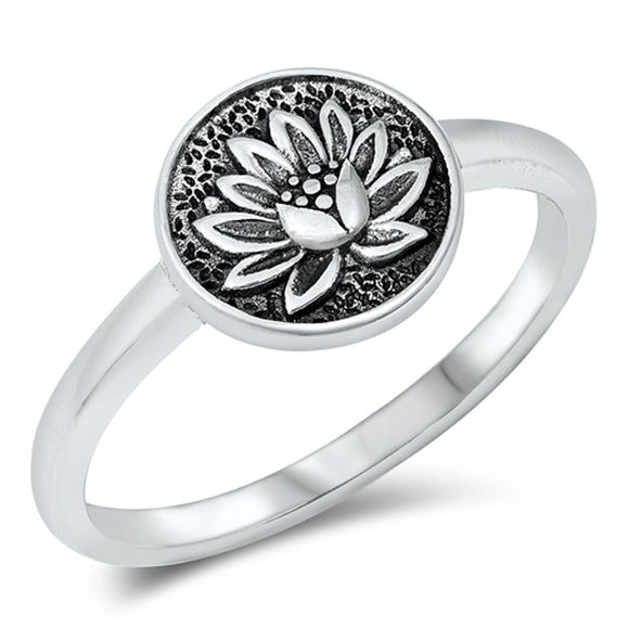 Lotus Bloom Peace Flower Ring New .925 Sterling Silver Band Sizes 4-12