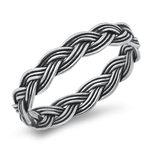 Oxidized Double Braided Band Fashion Ring New .925 Sterling Silver Sizes 2-10