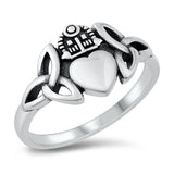 Unique Celtic Triquetra Claddagh Ring New .925 Sterling Silver Band Sizes 4-10