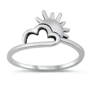 Cute Sunshine Cloud Weather Ring New .925 Sterling Silver Band Sizes 4-10