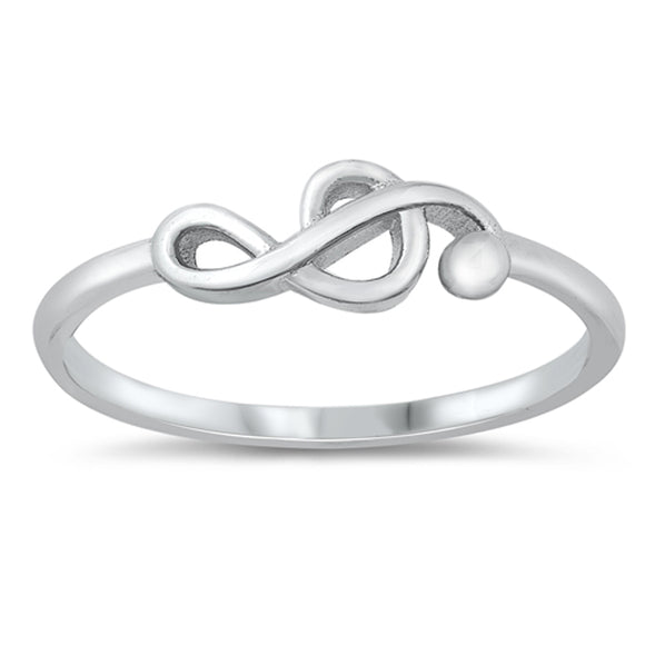 Sideways Treble Clef Music Note Ring New .925 Sterling Silver Band Sizes 4-10