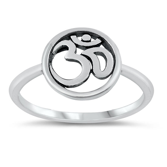 Simple Ohm Circle Yogi Meditation Ring New .925 Sterling Silver Band Sizes 4-10