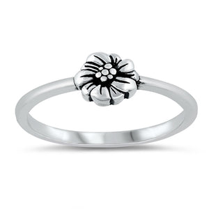 Cute Tropical Flower Hibiscus Ring New .925 Sterling Silver Band Sizes 4-10