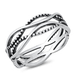 Bali Style Bead Stacking Braid Ring New .925 Sterling Silver Band Sizes 4-10